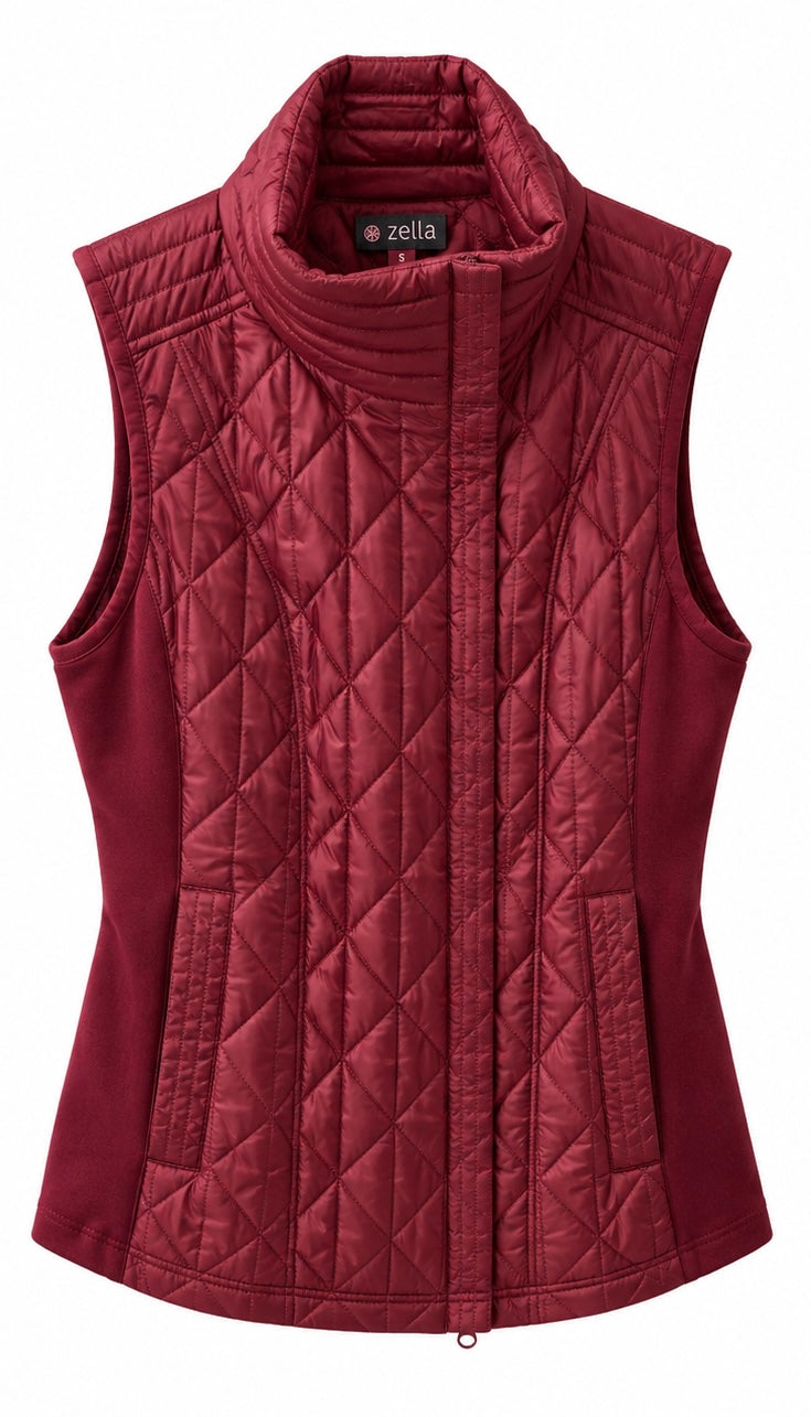 ZELLA Long Red Puffer Vest S